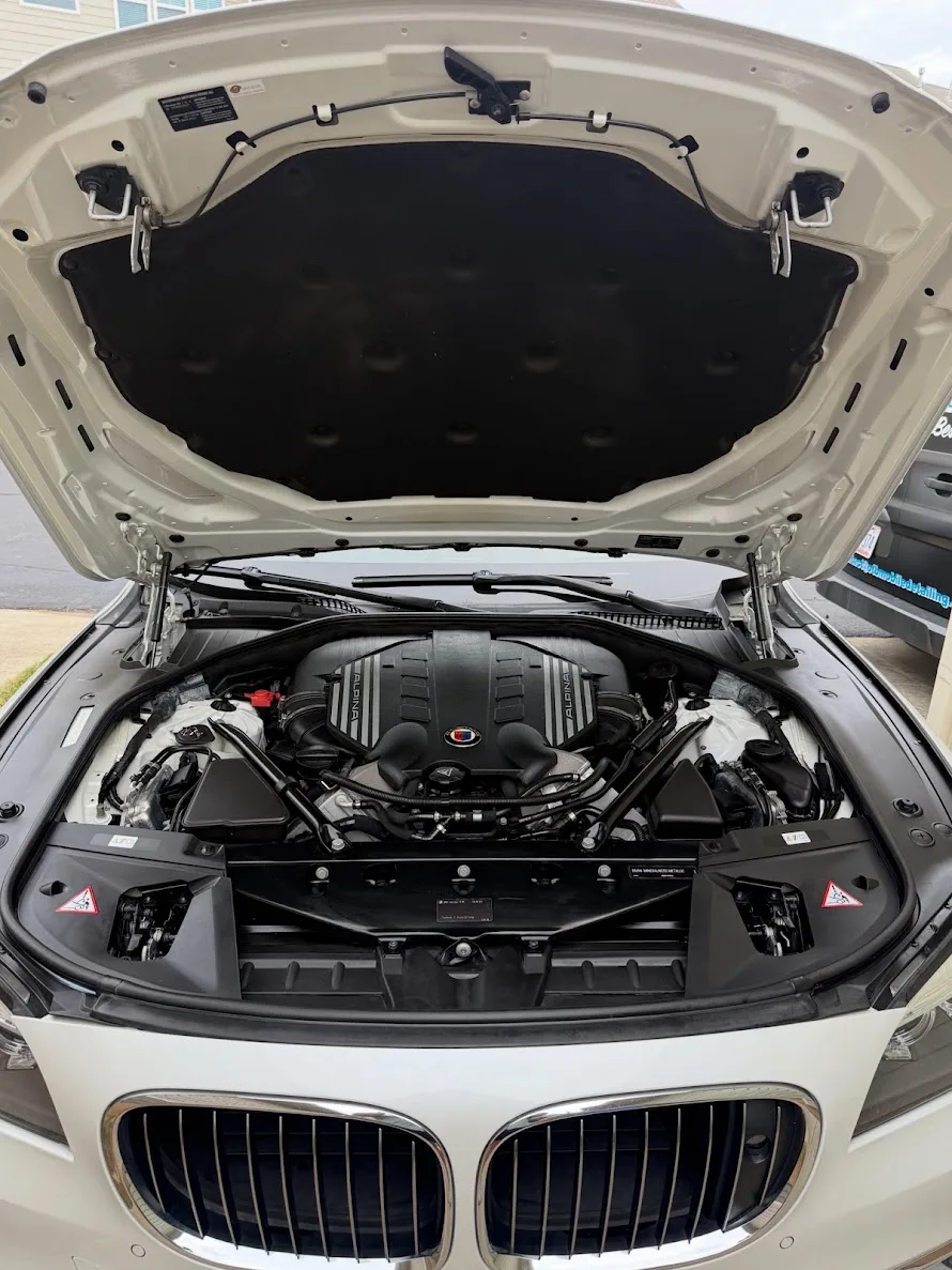Engine bay detail on a BMW Alpina