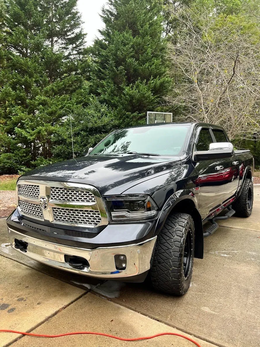 Black Ram pickup after a full mobile detail