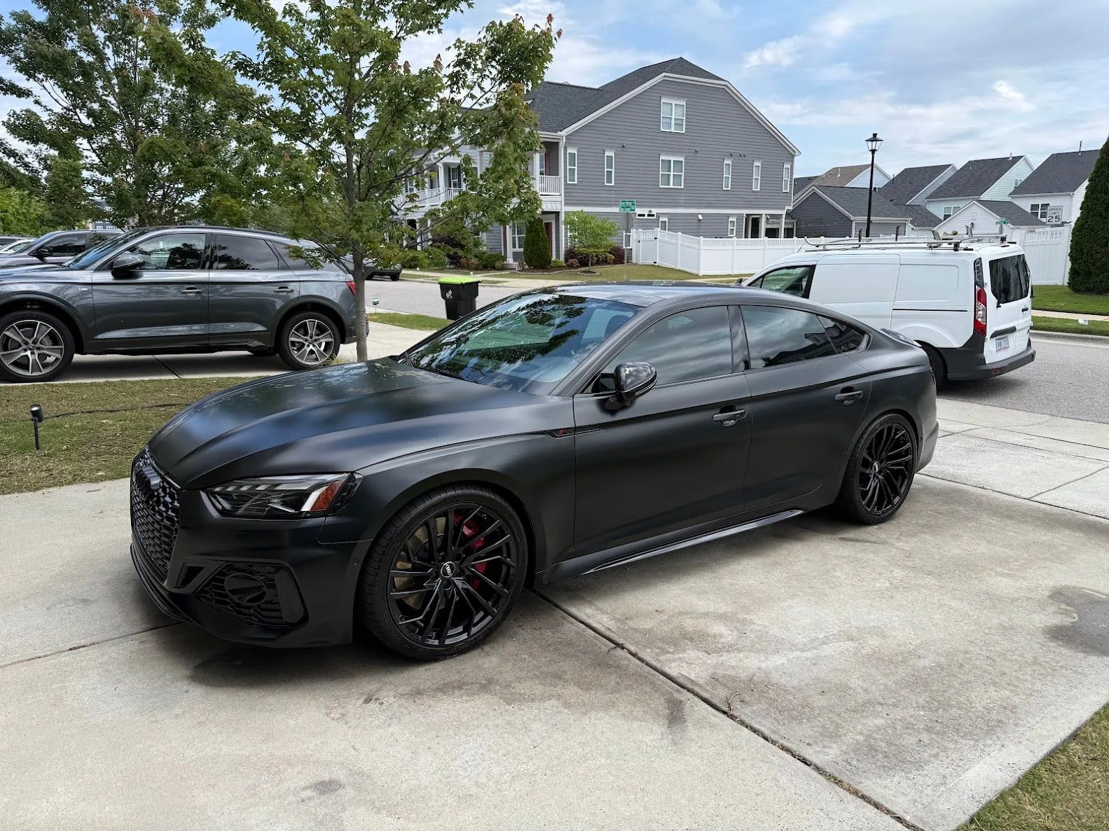Matte black Audi RS5 after exterior detailing