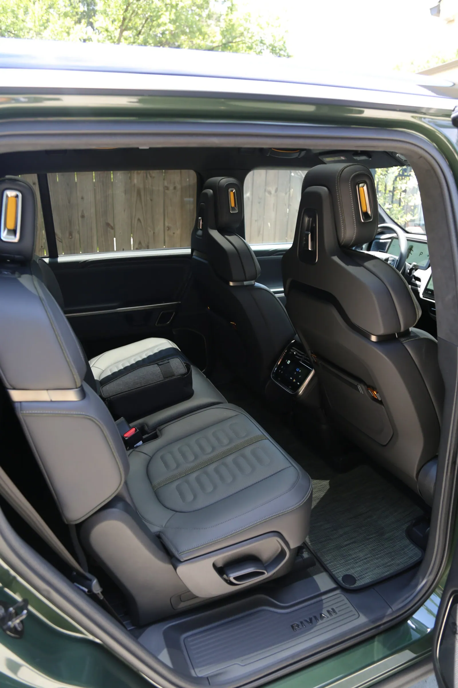 Rivian interior after a deep interior detail